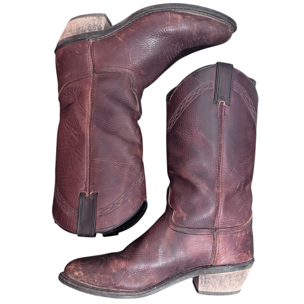 Men’s Dark Brown Leather Cowboy Boots - Size 8.5